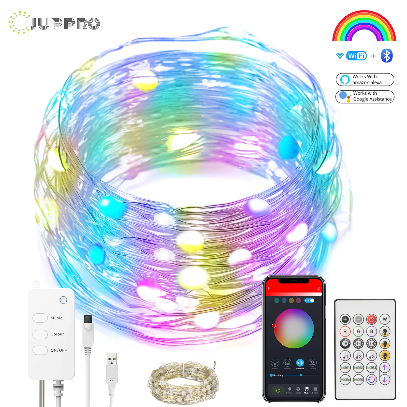 Умная RGB Wi-Fi гирлянда с управлением через смартфон, пульт или умный дом 5 метров