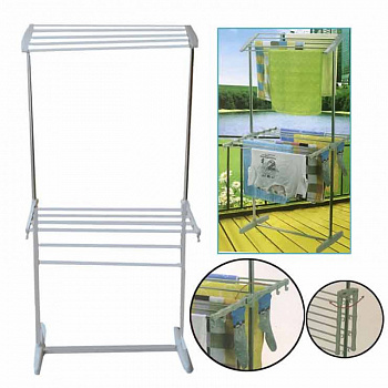 Сушилка напольная двухъярусная для белья Mobile Folding Rack