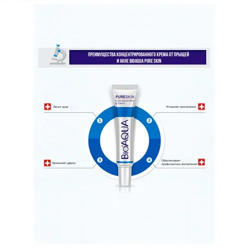 Концентрированный крем от прыщей и акне Pure Skin точечного действия Bioaqua
