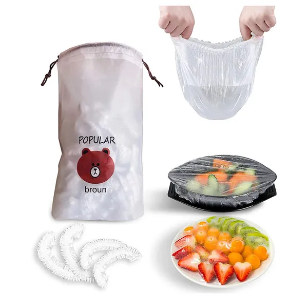 Крышка-пакет с эластичной резинкой для хранения продуктов POPULAR BROUN 27 см 100 штук